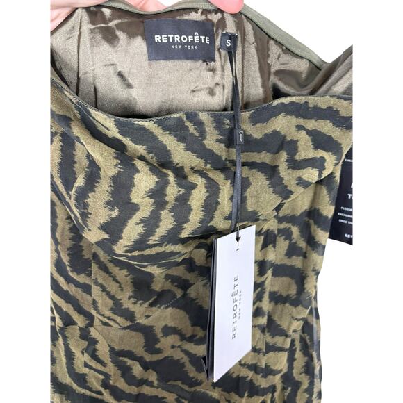 Retrofete Nicole Maxi Dress Strapless Silk Party Formal Statement Tiger Stripe S - Picture 7 of 12